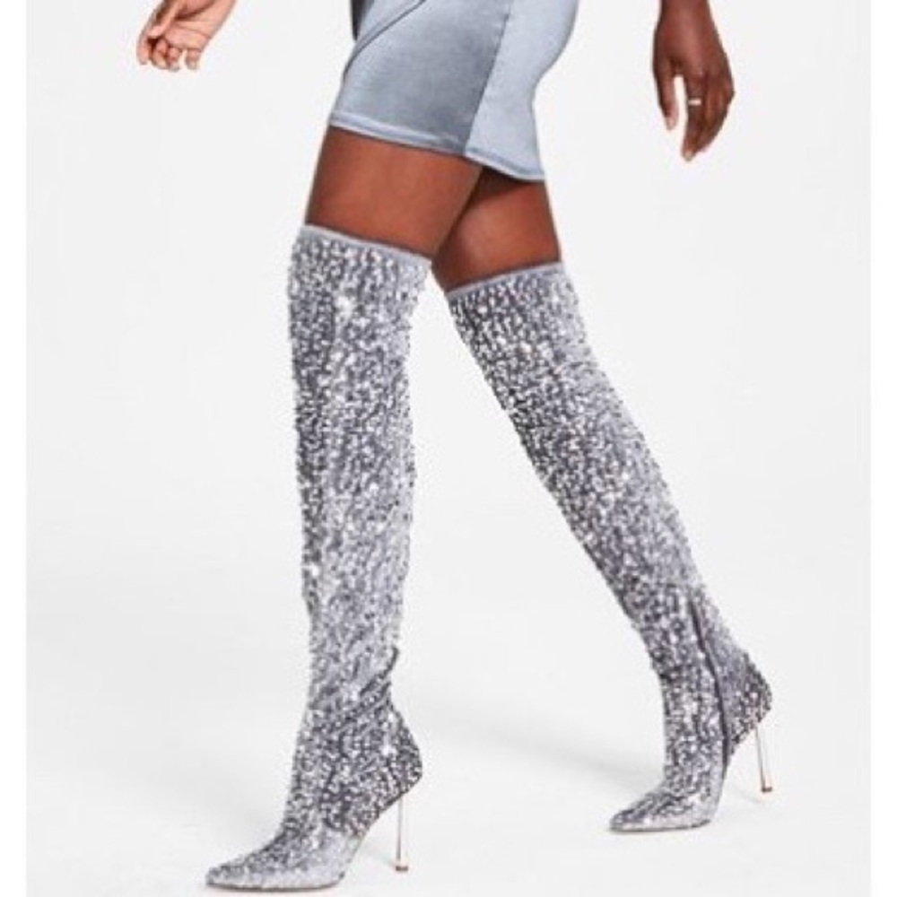 NIB Steve Madden Vivee Sequin Over-The-Knee Dress Boots Size 6.5